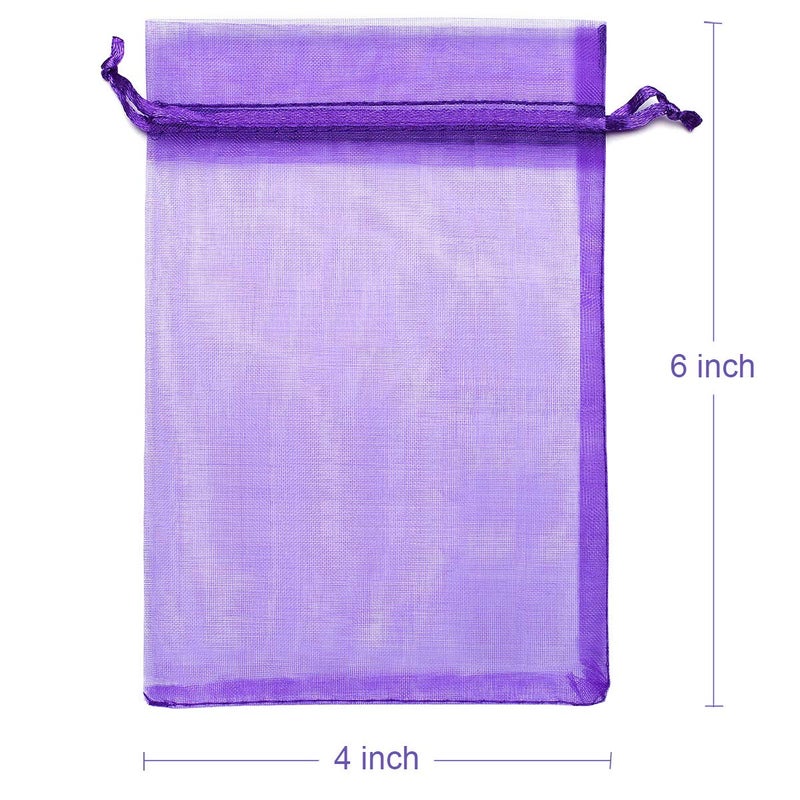 Akstore 100PCS 4x6inch (10x15cm) Drawstring Organza Jewelry Favor Pouches Wedding Party Festival Gift Bags Candy Bags (Purple) - Image 2